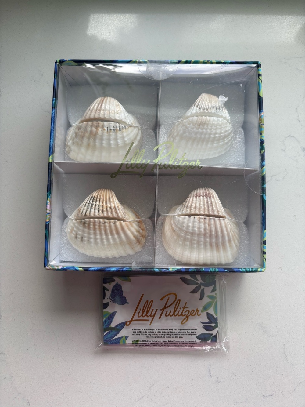 Lilly Pulitzer White Shell Decorative Accents - Set of 4